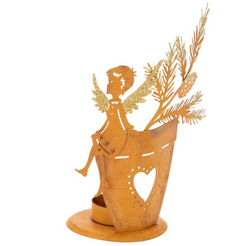 Product Christmas tealight holder, angel decoration, rust decoration, Ø8cm H18cm