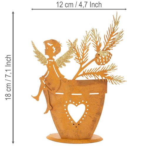 Product Christmas tealight holder, angel decoration, rust decoration, Ø8cm H18cm