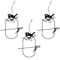Product Hanging decoration metal decoration birds black 18×22.5cm 3pcs