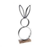 Product Easter Bunny Black Silver Rabbit Metal Wood 13,5×37cm