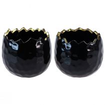 Flowerpot Ceramic Egg Black Plant Pot Black Ø12cm 2pcs