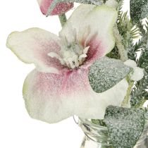 Product Artificial Christmas rose in glass artificial flowers for hanging H22cm