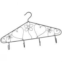 Decorative hook rail coat hanger with hooks vintage grey 40×23cm