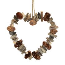 Product Decorative ring heart hanging decoration wooden decorative cones natural decoration Ø20cm