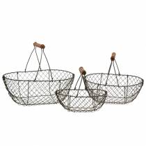 Product Wire basket with bracket brown metal 20/25 / 30cm, set of 3