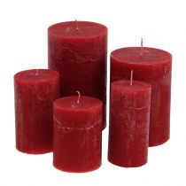 Product Solid colored candles dark red different sizes