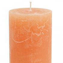 Product Solid coloured candles Orange Peach pillar candles 60×100mm 4pcs