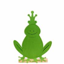 Product Frog prince felt wood green 20cm x 27.5cm summer decoration