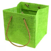 Product Woven gift bags with handles green, yellow, purple 10.5cm 12pcs