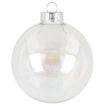 Product Glass Christmas baubles, iridescent, clear, 7.5cm, 12 pieces