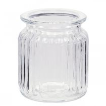 Product Ribbed glass vase Ø7.5cm H9cm