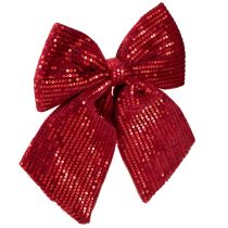 Product Large velvet bow with sequins dark red 20×22cm 2pcs