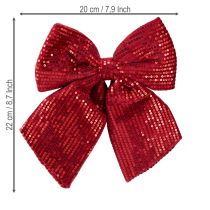 Product Large velvet bow with sequins dark red 20×22cm 2pcs