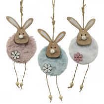 Product Hanger rabbit deco hanger Easter wood plush 26×7×2cm 6 pieces