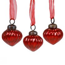 Product Christmas decorations glass hanging glass red 3.5×4cm 12pcs