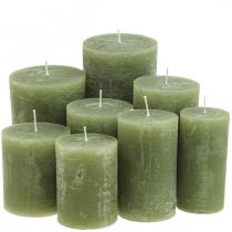 Product Solid coloured candles olive green various sizes