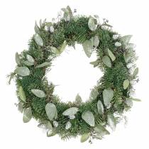 Product Decorative wreath eucalyptus and artificial cones Ø45cm green, white