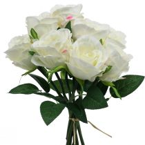 Product Artificial roses in a bunch white 30cm 8pcs