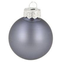 Product Mini Christmas baubles, glass, matte metallic blue, Ø4cm, 24 pieces