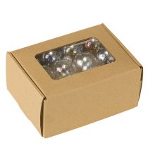 Product Mini Christmas glass baubles, iridescent, clear, 3cm, 22 pieces