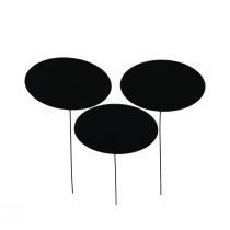 Mini Chalkboard Black Oval Metal Plug 7.5x4.5cm 12pcs