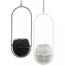 Product Easter decoration for hanging, eggshell for planting, spring decoration black and white H24cm 4pcs