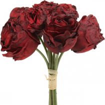 Product Artificial roses red, silk flowers, bunch of roses L23cm 8pcs