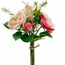 Product Bouquet of artificial roses in a bunch of pink silk flowers bouquet