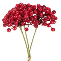 Product Red Berries Decoration Christmas Branch 27cm Bunch with 3 pcs