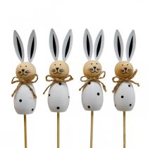 Product Flower plug rabbit wood Easter bunny black/white H34cm 4pcs