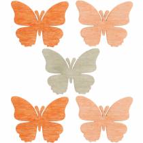 Product Scatter decoration butterfly wooden butterflies summer decoration orange, apricot, brown 144 pieces