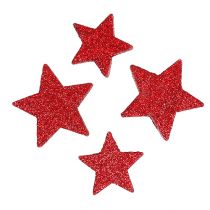 Product Scatter decoration stars red, glitter 4-5cm 40pcs