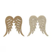 Product Scatter decoration Christmas wooden angel wings glitter 3×4cm 72pcs