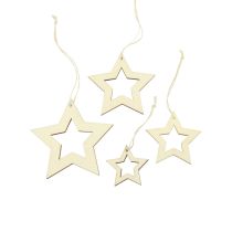Product Wooden stars decoration decoration hanger wood star natural 6/8/10/12cm 16pcs