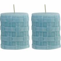 Pillar candles Rustic 80/65 light blue candle decoration candle 2pcs