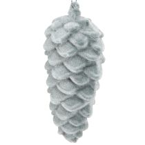Product Pine cones decorative cones grey flocked 11.5cm 6 pcs