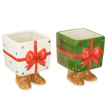 Product Ceramic planter Christmas gift with feet H11.5cm 2 pcs