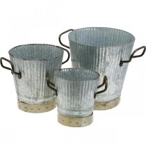 Product Planter metal with handles vintage decoration Ø26/20/17cm set of 3