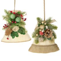 Product Wall decoration Christmas bell jute assorted H20cm 2pcs