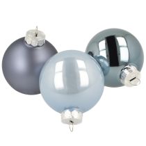 Product Decorative Christmas balls glass blue-grey matt, glossy 5cm 24 pcs