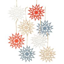 Product Christmas star wooden decoration for hanging Ø12/15cm 8 pieces