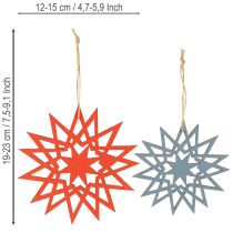Product Christmas star wooden decoration for hanging Ø12/15cm 8 pieces