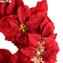 Product Poinsettia wreath artificial flowers Christmas Ø40cm