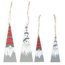 Product Christmas gnomes wooden for hanging grey red 15/19.5cm 8 pcs