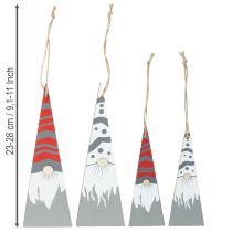 Product Christmas gnomes wooden for hanging grey red 15/19.5cm 8 pcs