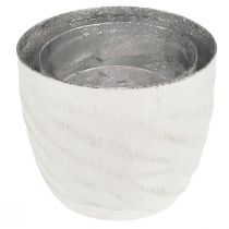 Product Lantern metal white silver tealight holder Ø8/10/12.5cm set of 3