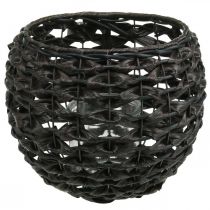 Product Lantern braided black, brown summer decoration Ø31cm H25cm