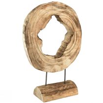 Product Rustic wooden ring on stand – Natural wood grain, 54 cm – Unique sculpture for stylish living ambience