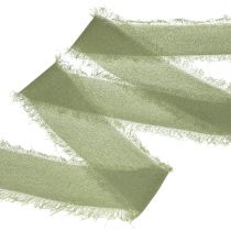 Product Chiffon ribbon olive green fabric ribbon fringes W40mm L15m