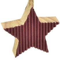Product Christmas tree decorations wooden heart star tree red 4.5cm 9pcs